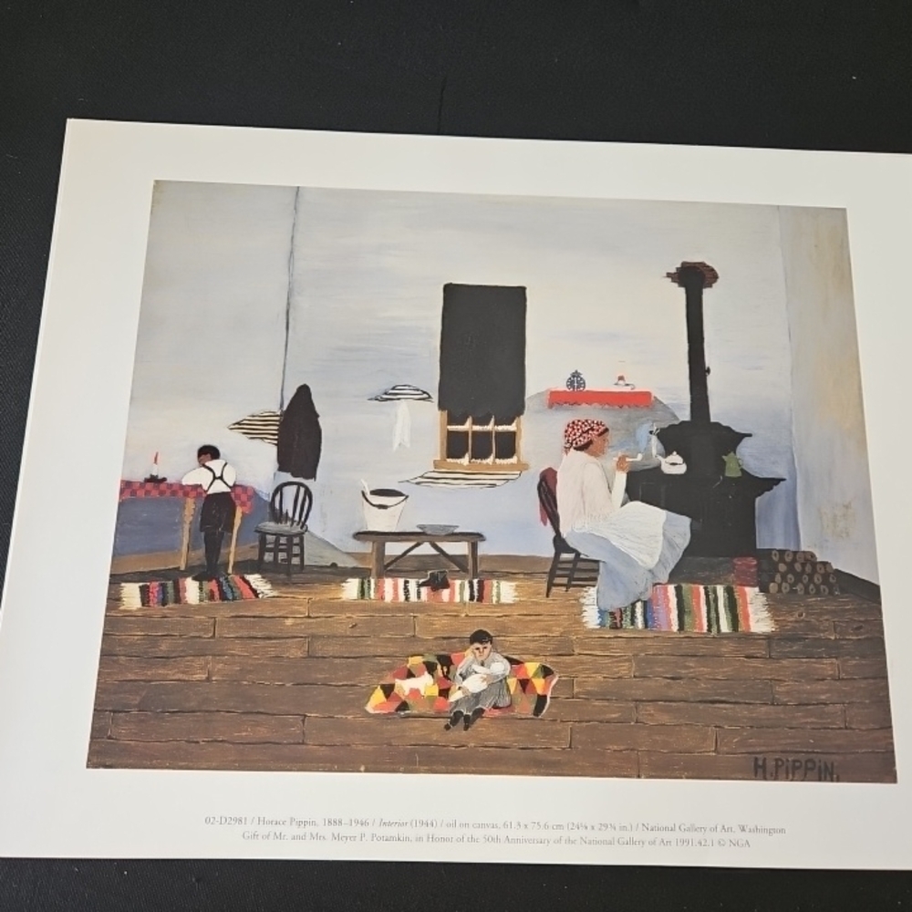 Horace Pippin 'Interior' Art Print, Family, Woman, Child, Paper, Medium